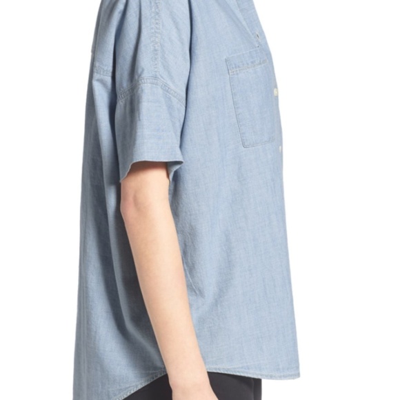 Light denim button down short sleeve - Picture 2 of 4
